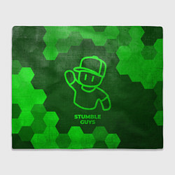 Плед флисовый Stumble Guys - green gradient, цвет: 3D-велсофт