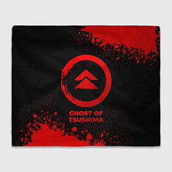 Плед флисовый Ghost of Tsushima - red gradient, цвет: 3D-велсофт
