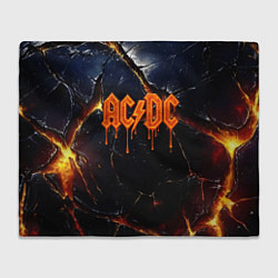 Плед флисовый ACDC лого из лавы на треснутой текстуре, цвет: 3D-велсофт
