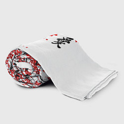 Плед флисовый Сакура с иероглифом Любовь, цвет: 3D-велсофт — фото 2