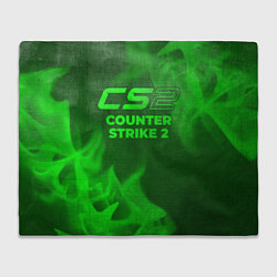 Плед флисовый Counter Strike 2 - green gradient, цвет: 3D-велсофт