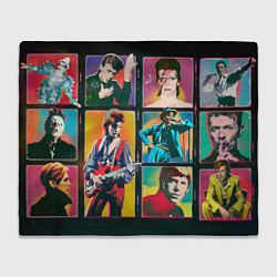 Плед флисовый David Bowie vintage collage, цвет: 3D-велсофт
