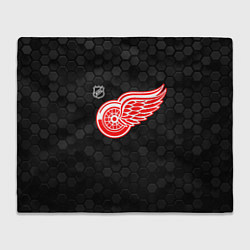 Плед флисовый Детройт Ред Уингз - черные соты, цвет: 3D-велсофт
