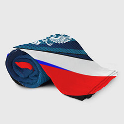 Плед флисовый Герб и флаг России текстурный тёмный синий, цвет: 3D-велсофт — фото 2