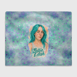 Плед флисовый Билли Айлиш бирюзовые волосы, цвет: 3D-велсофт