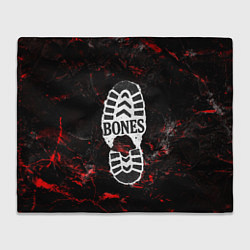 Плед флисовый Bones лого в стиле следа ботинка, цвет: 3D-велсофт