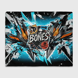 Плед флисовый Bones логотип в стиле стикеров, цвет: 3D-велсофт