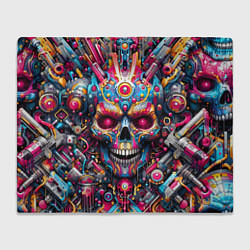 Плед флисовый Art cyber skull - ai art fantasy, цвет: 3D-велсофт