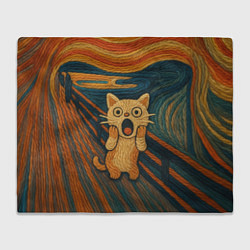 Плед флисовый Котик Крик - вязаный нейроарт, цвет: 3D-велсофт