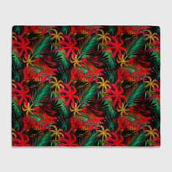 Плед флисовый Palm yellow red, цвет: 3D-велсофт