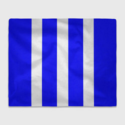 Плед флисовый Color white blue line, цвет: 3D-велсофт