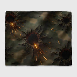 Плед флисовый Следы от пуль на камуфляже, цвет: 3D-велсофт