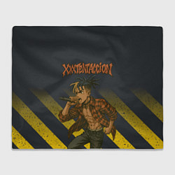 Плед флисовый XXXTentacion с микрофоном в аниме стиле, цвет: 3D-велсофт