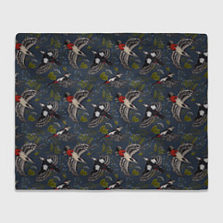 Плед флисовый Дятлы и цветы, цвет: 3D-велсофт