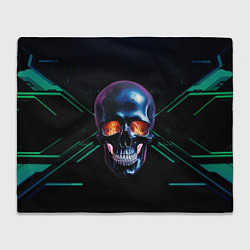 Плед флисовый Череп с пламенем в глазницах, цвет: 3D-велсофт