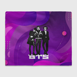 Плед флисовый BTS фиолетовый фон, цвет: 3D-велсофт