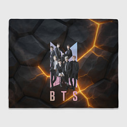Плед флисовый BTS черный фон из камней, цвет: 3D-велсофт