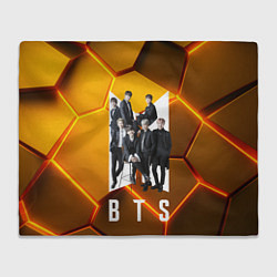 Плед флисовый BTS объемные оранжевые плиты, цвет: 3D-велсофт