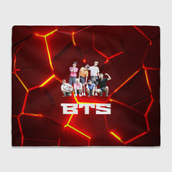 Плед флисовый BTS красные плиты с неоновым свечением, цвет: 3D-велсофт