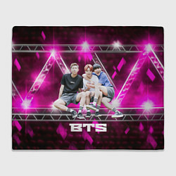 Плед флисовый BTS фон фиолетовой сцены, цвет: 3D-велсофт
