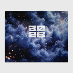 Плед флисовый 2026 синяя дымка с искрами, цвет: 3D-велсофт