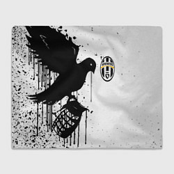 Плед флисовый Ювентус черная птица краски, цвет: 3D-велсофт