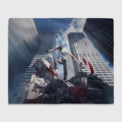 Плед флисовый Denji in city Chainsaw man, цвет: 3D-велсофт