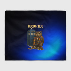 Плед флисовый Doctor Hoo сова у телефонной будки, цвет: 3D-велсофт
