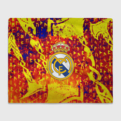 Плед флисовый Реал Мадрид символы краска, цвет: 3D-велсофт