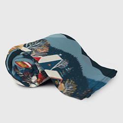 Плед флисовый Новогодний городок в горах, цвет: 3D-велсофт — фото 2