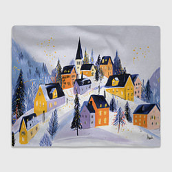 Плед флисовый Новогодние домики на горе, цвет: 3D-велсофт