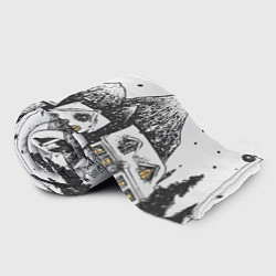 Плед флисовый Черно-белый новогодний город, цвет: 3D-велсофт — фото 2