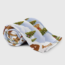 Плед флисовый Новогодние домики и елочки, цвет: 3D-велсофт — фото 2