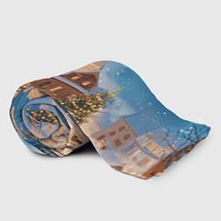 Плед флисовый Новогодний дворик и елка, цвет: 3D-велсофт — фото 2