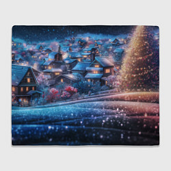 Плед флисовый Новогодний двор в блестках, цвет: 3D-велсофт