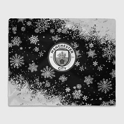 Плед флисовый Манчестер сити снежинки новый год, цвет: 3D-велсофт