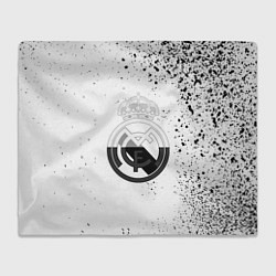 Плед флисовый Реал Мадрид черно белые краски, цвет: 3D-велсофт