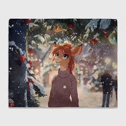 Плед флисовый Новогодняя аниме лошадка, цвет: 3D-велсофт