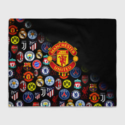 Плед флисовый Манчестер логотипы команд, цвет: 3D-велсофт
