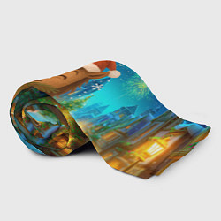 Плед флисовый Новогодняя лошадка жует елочные ветки, цвет: 3D-велсофт — фото 2