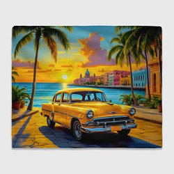 Плед флисовый Золотой закат над набережной, цвет: 3D-велсофт