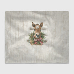 Плед флисовый Жеребёнок и новый год, цвет: 3D-велсофт