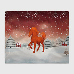 Плед флисовый Огненная текстурная лошадь 2026, цвет: 3D-велсофт