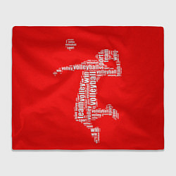 Плед флисовый Волейболист в прыжке - текстовый силуэт, цвет: 3D-велсофт