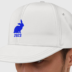 Кепка-снепбек 2023 силуэт кролика синий, цвет: белый