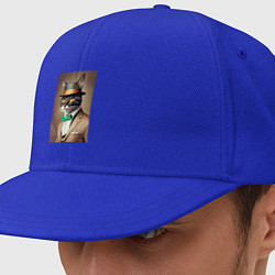 Кепка-снепбек Портрет кота джентльмена в шляпе, цвет: синий