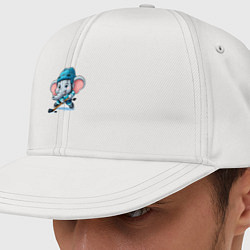 Кепка-снепбек Слонёнок хоккейный форвард - нейроарт, цвет: белый