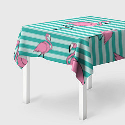 Скатерть для стола Полосатые фламинго, цвет: 3D-принт — фото 2