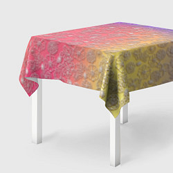 Скатерть для стола Белые цветы на цветном фоне, цвет: 3D-принт — фото 2