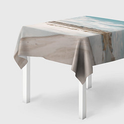 Скатерть для стола Песочный пляж и водоём - Белый, цвет: 3D-принт — фото 2